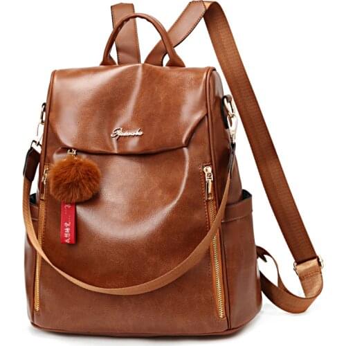 2021Women Backpack Travel Fashion PU Leather Zipper Lady Schoolbag Anti Theft Pack Female Tote Backpacks Waterproof Shoulder Bag