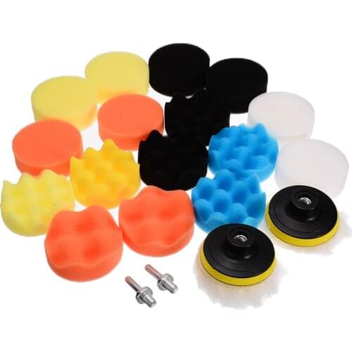 22pcs 75mm Car Polishing Sponge Foam Polishing Pads Set Polishing Wheel for Car Polisher + Drill Adaptor Power Tools Accessories