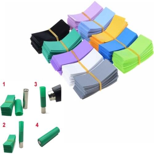 25pcs 18650 Battery Wrap Sleeve Heat Shrink Shrinkable Tube Insulated Multicolor Battery Skin PVC FilmTape Protector Cover Pipe