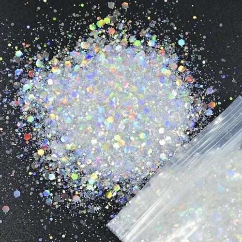 50grams Nail Diamond Glitter Sequins,21color White Symphony Series/Hexagon/Holographic/ Nail Art Polish Manicure Decoration#FD15