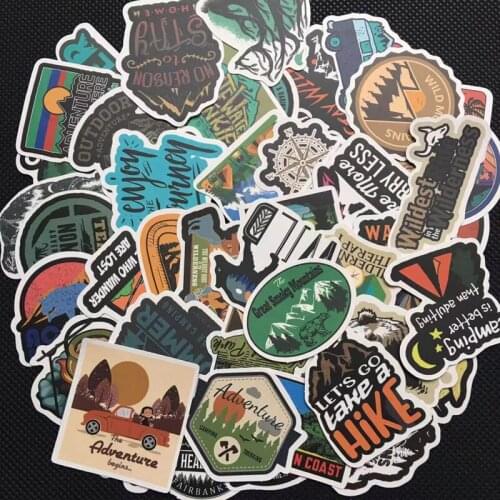 50 PCS Camping Explore Landscape Sticker Outdoor Adventure Climbing Travel Waterproof Stickers to DIY Suitcase Laptop Bike