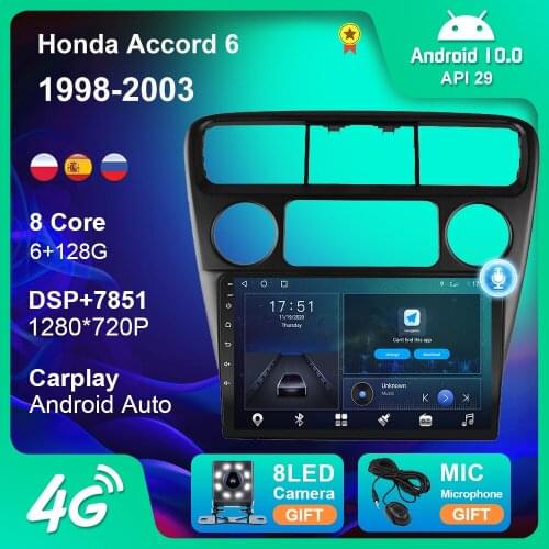 9 inch Android 10 For Honda Accord 6 1998-2003 Car Radio GPS Navigation Android Auto 4G WIFI BT DSP Carplay 2 Din No DVD Player