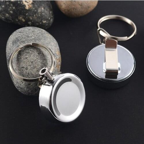 A128 New 3.2cm all metal with back clip Easy pull buckle High rebound wire rope key ring Anti-lost security keychain