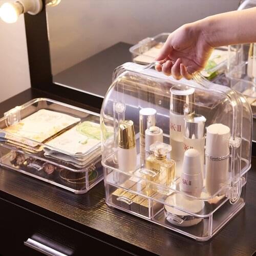 Acrylic makeup Organizer lipstick mask jewelry finishing box skin care transparent shelf dustproof desktop cosmetics storage box
