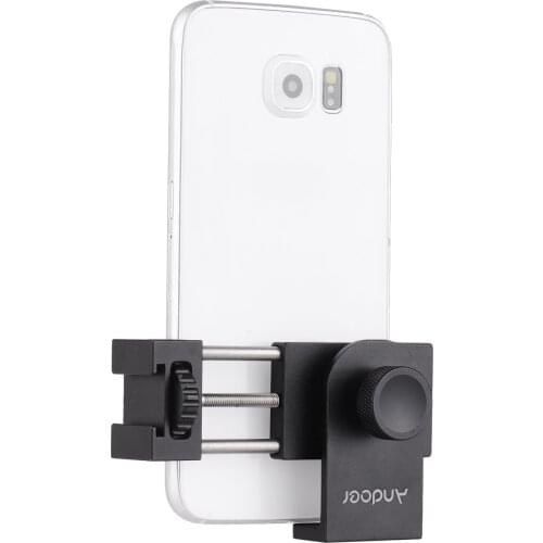 Andoer Metal Tripod Mount Adapter Phone Holder with Cold Shoe Mounting LED Video Light Support Vertical and Horizontal Modes