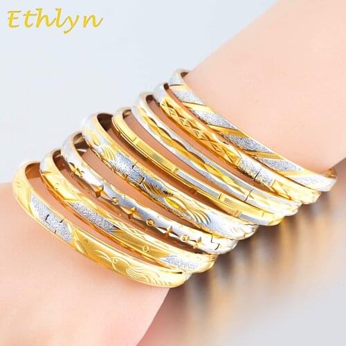 Ethlyn eight style TwoTone fashion Bangle Jewelry Mix Color Ethiopian Bangle Bracelet Africa Arab Bangles Gold Wholesale B025