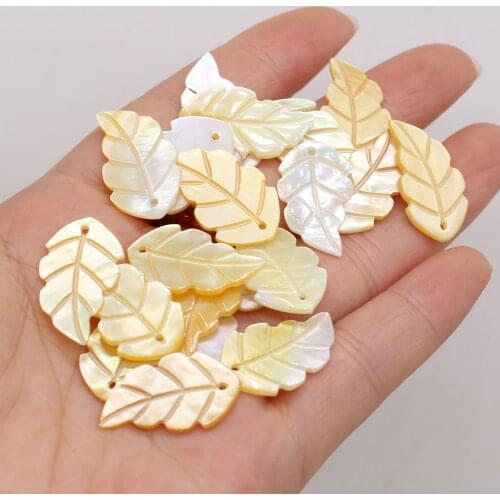 Natural White Shell Leaf Shape Pendant Beads Cute Fashion Hole DIY Bracelet Necklace Earrings Jewelry Accessories Bead 13x24mm