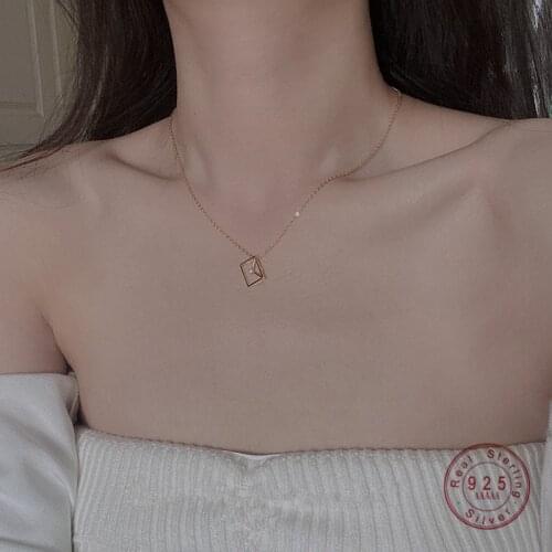 HI MAN 925 Sterling Silver Plated 14K Gold Envelope Zircon Pendant Necklace Women High Quality Valentines Day Romantic Gift