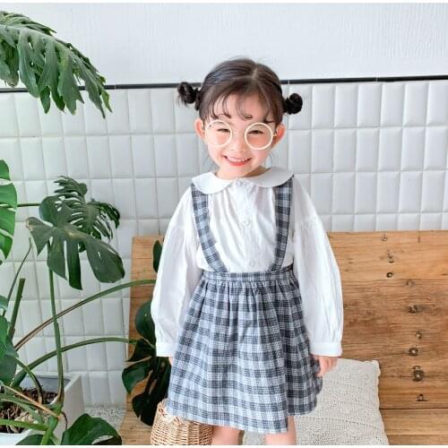 2 3 4 5 6 Y Toddler Girls Dress Spring New Arrival Fashion Korean Plaid Strap Dress for Girl Kids Clothing 2020 Children Dress