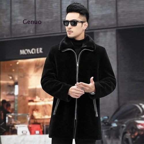 Mens Faux Fur Coat Winter Jacket Men 2021 Hooded Sheep Shearling Fur Coat Plus Size Warm Wool Jackets Veste Homme New Jacket