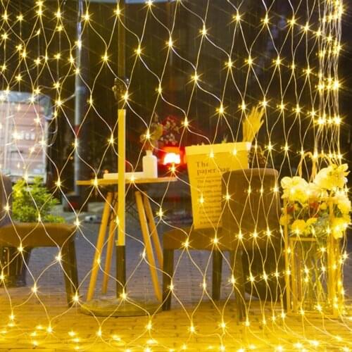 3x2M LED Net String Lights Mesh Holiday Fairy Light Garlands Curtain Lights Wedding Christmas Tree Party Outdoor Garden Decor
