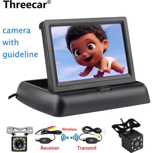 Threecar 8LED CCD Waterproof Vehicle Camera Universal HD Car Rear View Back Up Reverse Parking Camera + 4.3" TFT LCD Car Monitor