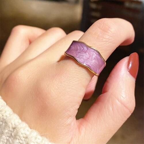 Korean Purple White Open Rings For Women Lady Minimalist Personality Adjustable Rings 2021 New Fashion Jewelry