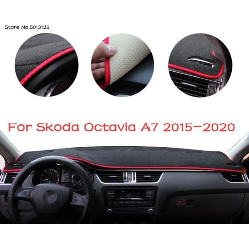 Car Center Console Dashboard Cover Dash Mat Non-slip Pad Protector Carpet For Skoda Octavia A7 2016 2017 2018 2019 2020 2021