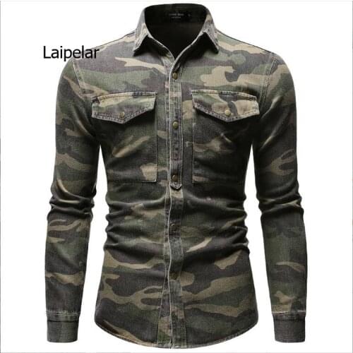 Laipelar New Mens Camouflage Denim Jacket Coat Male Outwear Jeans Jacket and Coats Fashion Design Autumn Brand Clothing