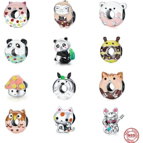 Hot Sale 100% Real 925 Sterling Silver Sweet Cookie Owl Charm Fit Original Pandora Bracelet Making Fashion DIY Jewelry For Women