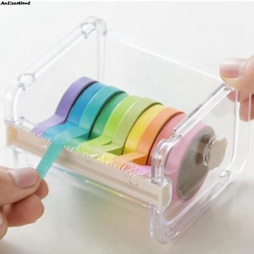 Multi-purpose Paper Tape Cutter Transparent Tape Holder Tape Dispenser Desk Organizer Accessories For School Office Stationery