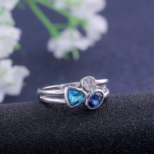Trendy Female Silver Color Romantic Classic Wedding Rings Party 3 Color Zircon Rings For Women Fashion Ladies Jewelry D5M367