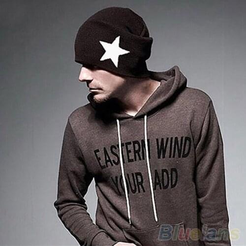 Male winter hat Pentacle Star Warm Skull Beanie Hip-Hop Knit Cap Crochet Cuff winter hat for Women Men winter cap gorros