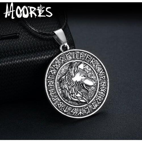 Mens trendy jewelry viking wolf necklace 316 stainless steel north viking wolf head necklaces
