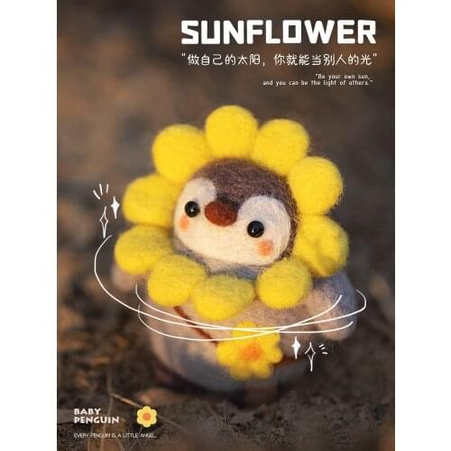 Cute Animal DIY Penguin Wool Felt Kit Needle Poked Knitting Material Package Needlework Sewing Handcrafts Gift
