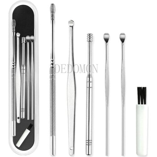 6Pcs/set Ear Cleaner Set Ear Cleaning Spiral Earpick Ear Wax Remover Ear Curette Spiral Ear Spoon Earpick Set Ear Cleaning Tools