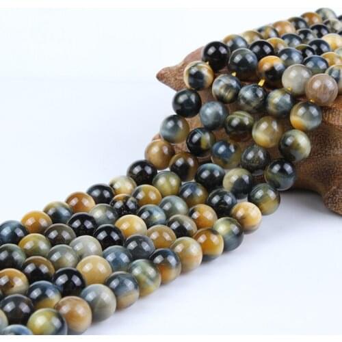 Natural Tiger Eye Gemstone 8 10 12mm Round Multicolor Blue Yellow Loose Beads Accessories Neckalce Bracelet DIY Jewelry Making