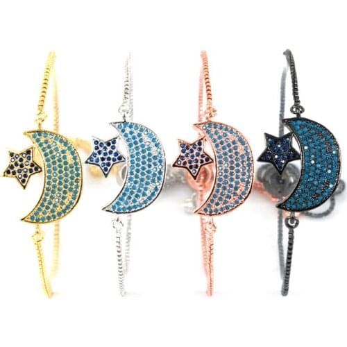 New 2017 Micro Pave CZ Green Zircon M Charms Pendants Chian Adjustable Bracelet & Bangle Women Yoga Bracelet Pulsera