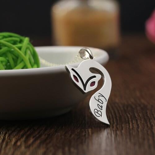 Vertical Fox Pendant Necklace with Customized Name Engraved Any Pet Can be Stamped Necklace Fashion Fox Jewely Christmas Gift