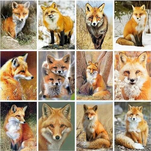 PDMDOG 5D DIY Diamond Painting Fox Full Square Rhinestone Mosaic Diamond Embroidery Animals Cross Stitch Kit Home Decoration