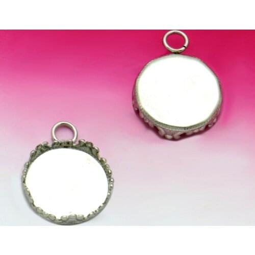 20pcs 12mm 15mm 20mm 25mm Stainless Steel Single Circle Round Pendant Blank Jewelry Crown Setting Tray Glass Cameo Cabochons