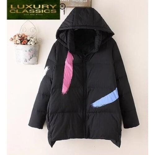 Down Jacket Women Winter Thick Warm Ultralight White Duck Down Coat Female Hooded Fashion Clothing Casual Overcoat 47051