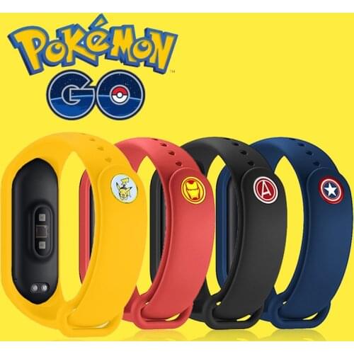 Pokemon Pikachus Strap for Xiaomi Millet Band 4 3 5 6 Creative Cartoon Anime Graffiti Style Silicone Printed Smart Sports Strap