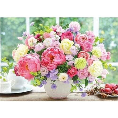 Counted Cross Stitch Kits Needlework Embrodery - Crafts 14 ct Aida Color DIY Arts Handmade Home Decor - Flower Charmy Pink