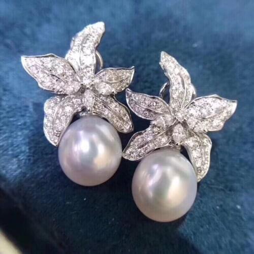 D116 Pure 925 Sterling Silver Fine Jewelry Fresh Water White Pearl 9-10mm Dangle Earrings for Women Fine Pearl Earrings