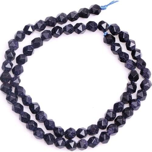 Blue Sand Stone Semi Precious Round Faceted Beads for Jewelry Making