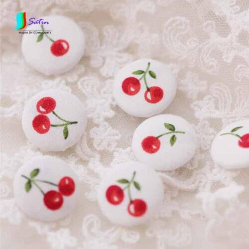 Sewing Buttons Cherry At Random 2.0cm,Cute Womens Dress/Shirt Sewing Covered Buttons White Background,2019 New S0067H