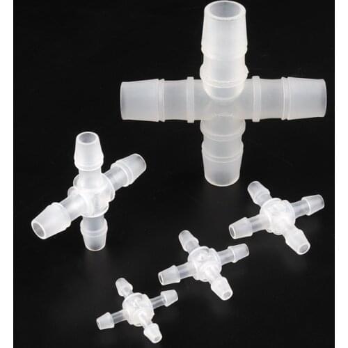 10Pcs 2.4~12.7mm PP Plastic Cross Connectors 4-Ways Garden Irrigation Pipe Joint Aquarium Adapter Air Pump Hose Pagoda Joints