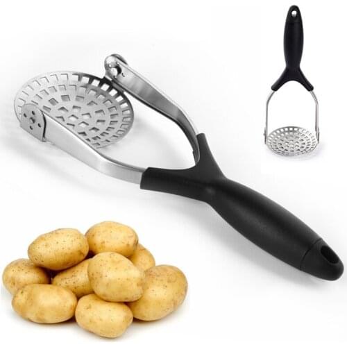 Potato Masher With Broad Mashing Plate Stainless Steel Pusher Smooth Mashed Potatoes Fruit Vegetable Tools Press Crusher