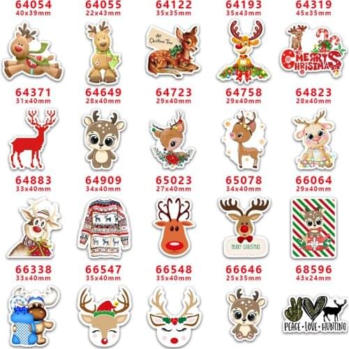 DIY Craft Supplies Sewing Accessories Cartoon Christmas Deer Printed Planar Resins Mold 30 Pieces. PR-64054