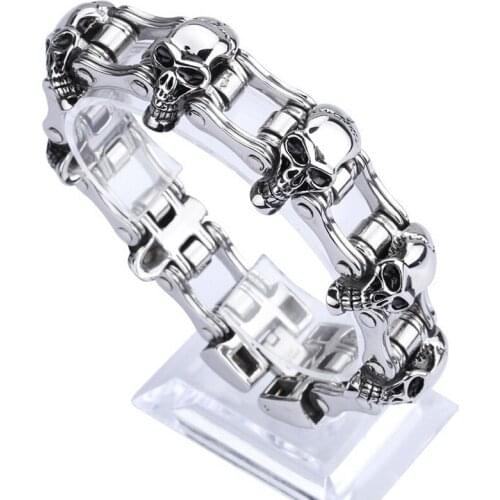 Bike cycling fashion skull titanium stainless steel bracelet bracelet 316L