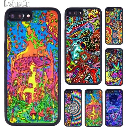LvheCn Magic Trippy Mushroom Psychedelic Phone Case For iPhone 5 SE 6s 7 8 Plus 11 12 Pro X XR XS Max Samsung galaxy S8 S9 S10