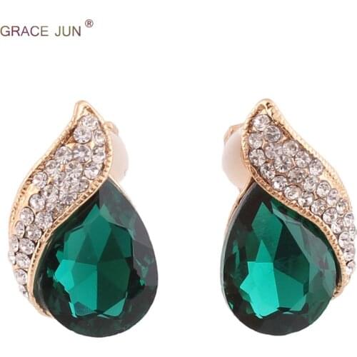 High-grade Rhinestone Crystal Tear Drop Shape Clip on Earrings Non Piercing for Women Wedding Luxury No Hole Earrings New
