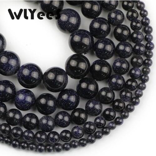 WLYeeS 4 6 8 10 12mm Blue sandstone Stone Natural stone round loose beads for DIY jewelry bracelet Making Accessories 15" Strand