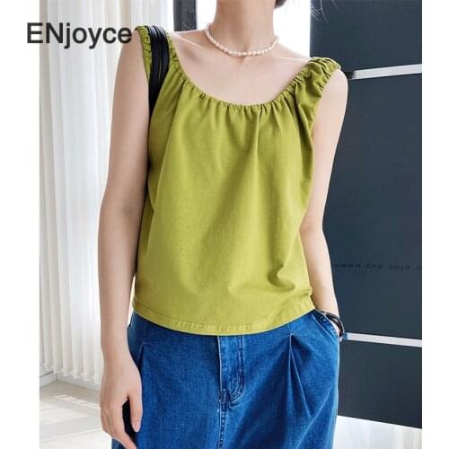 Vintage Wide Strap Cropped Top Women Korean Fashion Basic White Cami Sleeveless Cotton Blended Tank Tops Womens Summer Tee