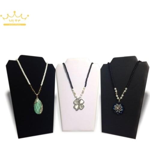 1 PC Only Black Leather Jewelry Display Necklace Stand Holder for Jewelry Necklace Bottom Price High Quality Wooden Display