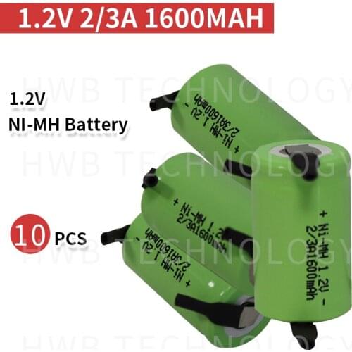 10 PCS/lot KX Original New 1.2V 2/3A 1500mAh Ni-Mh 2/3A Ni-Mh Rechargeable Battery With Pins Free Shipping