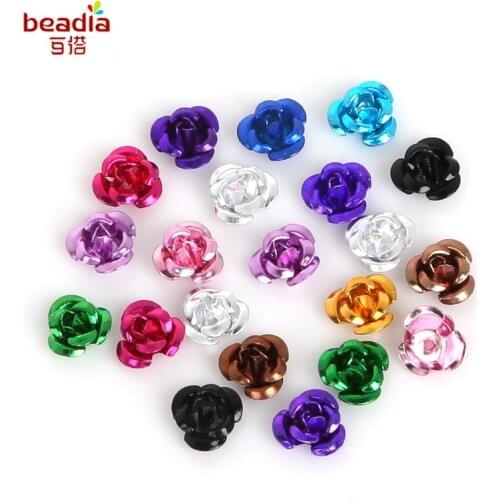100PCS 4/5/6mm 3D Mini Artificial Aluminum Rose Flowers Head For Wedding Decoration Art Craft DIY Party Home Decorative Supplies