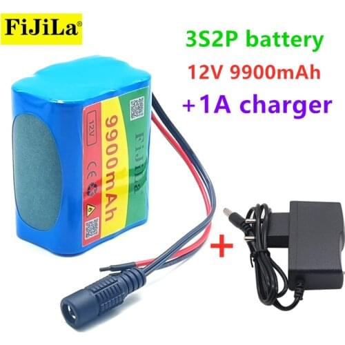 12V Battery 9900mAh 3S2P KLUOSI Large Capacity 11.1V 12.6V Lithium Ion Battery Pack with 5A BMS for LED Lamp Light Backup Power