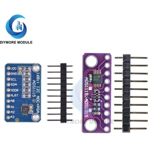 16 Bit I2C ADS1115 ADS1015 Module ADC 4 channel with Pro Gain Amplifier 2.0V to 5.5V for Arduino RPi 12 Bit